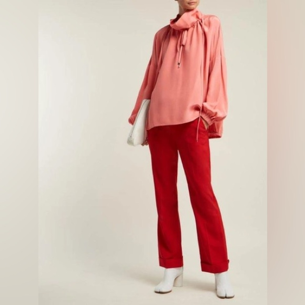 Tibi Drawstring Silk Blouse - image 1
